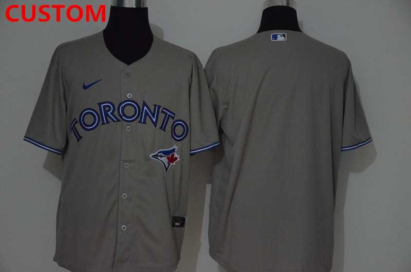 Men%27s Toronto Blue Jays Custom Gray Stitched MLB Cool Base Nike Jersey->customized mlb jersey->Custom Jersey